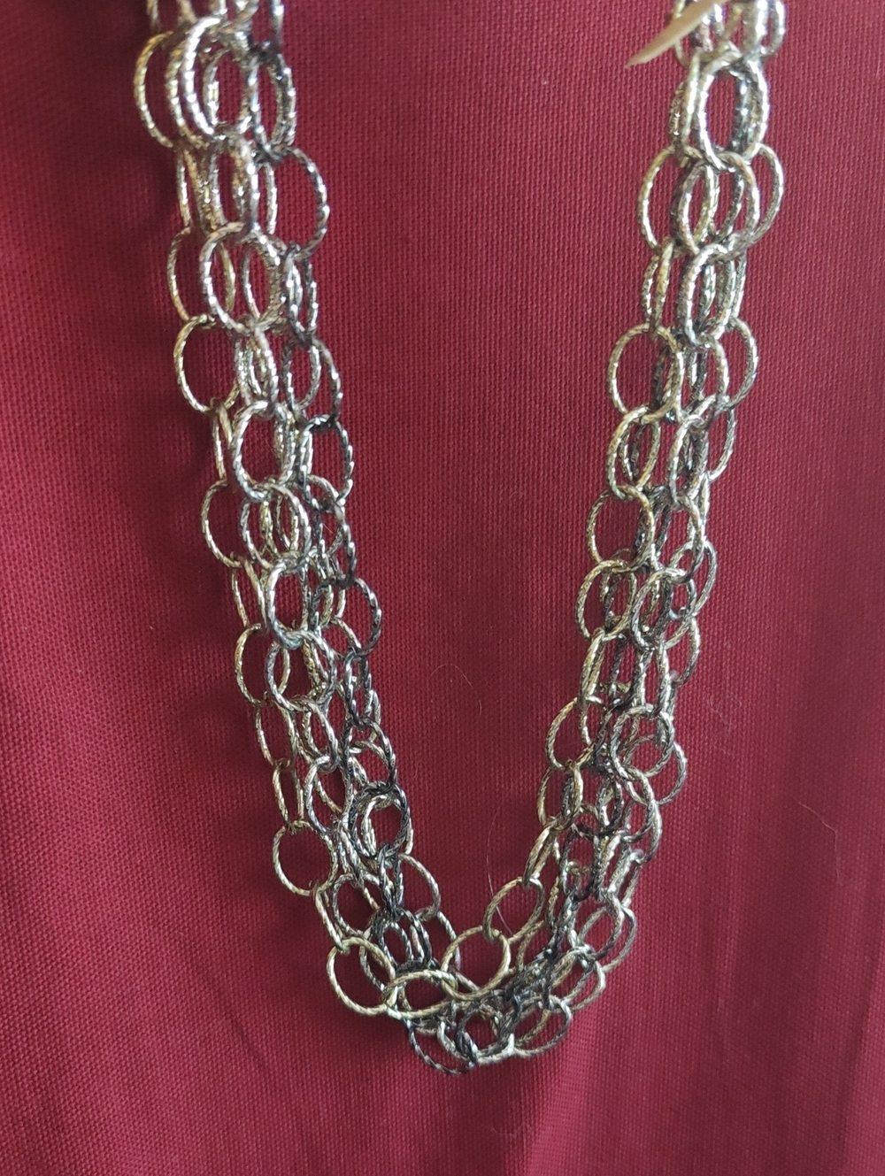 Mixed Metal Multi-Row Chain-Link Necklace And Bracelet Set- Women Jewelry